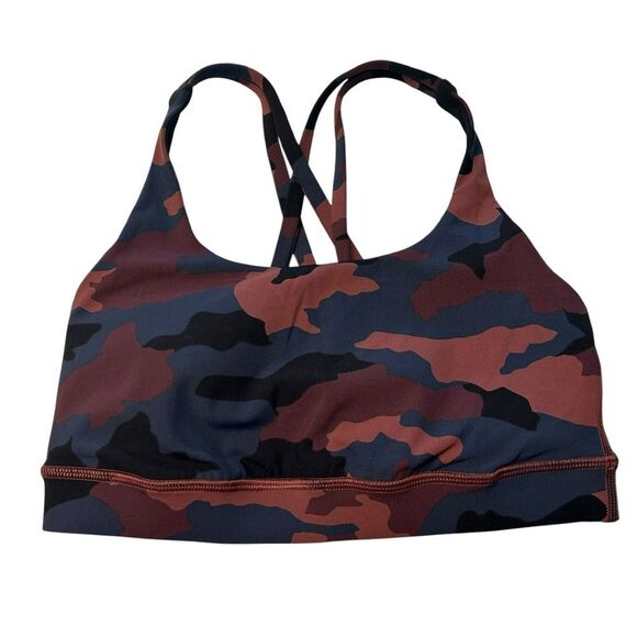 Lululemon Size 4 Energy Sports Bra Heritage 365 Camo Smoky Red Night Strappy Gym - Picture 2 of 9
